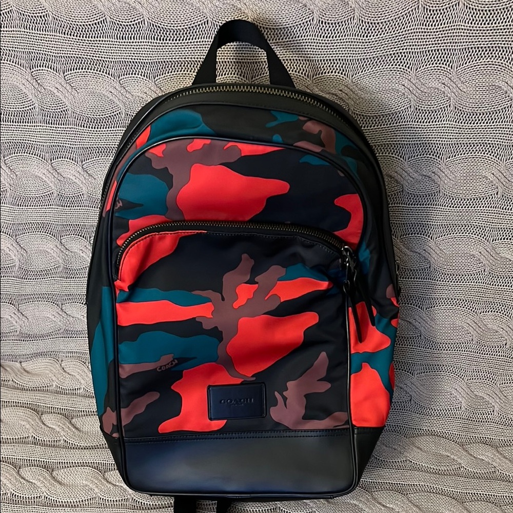 Coach Red and Black Backpack Vibrant Design